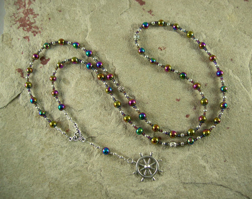 Tyche (Fortune) Prayer Bead Necklace in Rainbow Hemalyke: Greek Goddess of Luck, Chance and Prosperity - Hearthfire Handworks 