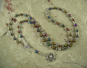 Tyche (Fortune) Prayer Bead Necklace in Rainbow Hemalyke: Greek Goddess of Luck, Chance and Prosperity - Hearthfire Handworks 