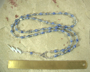 Zeus Prayer Bead Necklace in Blue Spot Agate: Greek God of Sky, Storm, Lightning, Justice