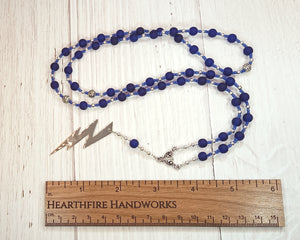 Zeus Prayer Bead Necklace in Frosted Glass: Greek God of Sky, Storm, Lightning, Justice