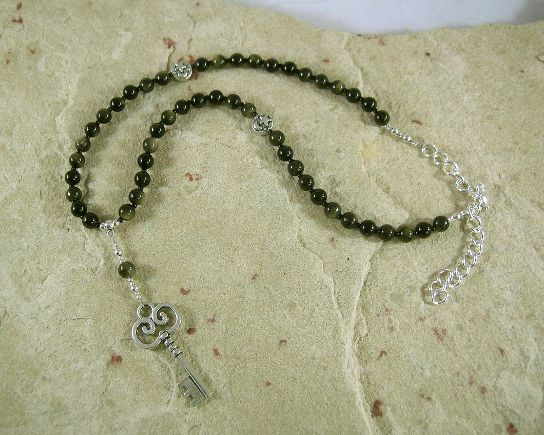 Hekate (Hecate) Necklace in Golden Obsidian (Adjustable): Greek Goddess of Magic, Witchcraft - Hearthfire Handworks 