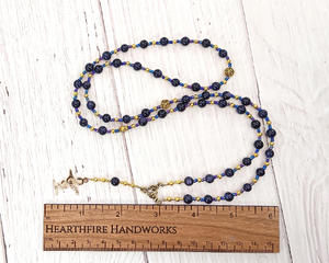 Hygeia (Hygieia) Prayer Bead Necklace in Blue Goldstone: Greek Goddess of Health and Healing