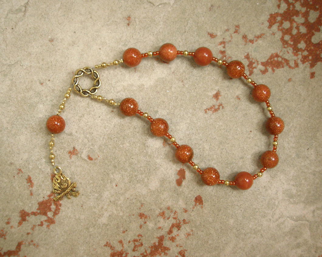 Hestia Pocket Prayer Beads in Goldstone: Greek Goddess of the Hearth, Home and Family - Hearthfire Handworks 