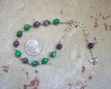 Aristaios Prayer Bead Bracelet in Ruby-Zoisite: Greek God of Excellence and Useful Arts - Hearthfire Handworks 