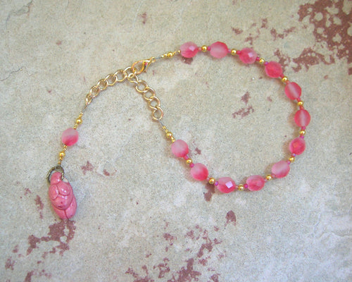 Gaia Prayer Bead Bracelet in Rose: Mother Earth, Mother of the Greek Gods - Hearthfire Handworks 