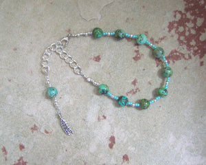 Sif Prayer Bead Bracelet in African Turquoise: Norse Goddess of Abundance and Fertility - Hearthfire Handworks 