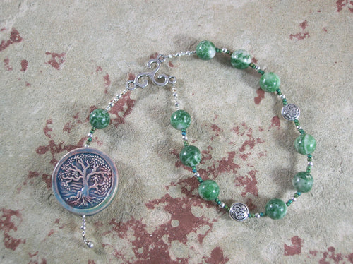 Nemetona Pocket Prayer Beads in Tree Agate: Gaulish Celtic Goddess of the Sacred Grove - Hearthfire Handworks 
