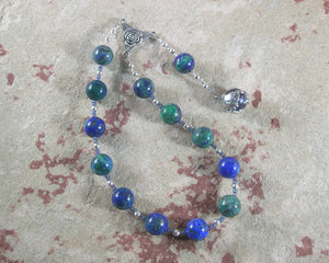 Gaia (Gaea) Pocket Prayer Beads in Azurite-Malachite: Mother Earth, Mother of the Greek Gods - Hearthfire Handworks 