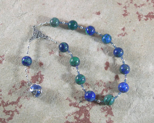 Gaia (Gaea) Pocket Prayer Beads in Azurite-Malachite: Mother Earth, Mother of the Greek Gods - Hearthfire Handworks 