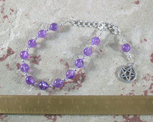 Pentacle Prayer Bead Bracelet in Amethyst - Hearthfire Handworks 
