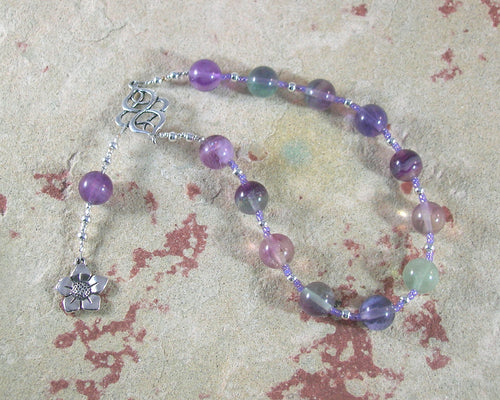 Hypnos Pocket Prayer Beads in Clear and Purple Fluorite: Greek God of Sleep - Hearthfire Handworks 