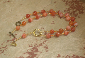 Hestia Prayer Bead Necklace in Red Agate: Greek Goddess of Hearth, Home and Family - Hearthfire Handworks 