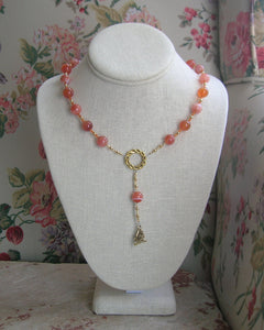 Hestia Prayer Bead Necklace in Red Agate: Greek Goddess of Hearth, Home and Family - Hearthfire Handworks 