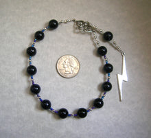 Zeus Pocket Prayer Beads in Blue Goldstone: Greek God of the Sky, Storm, Lightning, Justice - Hearthfire Handworks 