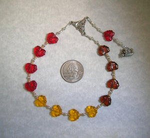 Demeter Pocket Prayer Beads in Harvest-Toned Czech Pressed Glass: Greek Goddess of Grain - Hearthfire Handworks 