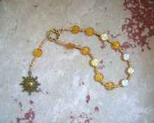 Helios Pocket Prayer Beads in Yellow Pressed Glass: Greek God of the Sun, Witness of Oaths - Hearthfire Handworks 