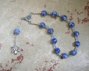 Hera Pocket Prayer Beads in Blue Agate: Greek Goddess of the Heavens, Marriage, Queen of Olympus - Hearthfire Handworks 