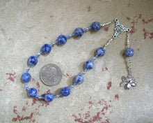 Hera Pocket Prayer Beads in Blue Agate: Greek Goddess of the Heavens, Marriage, Queen of Olympus - Hearthfire Handworks 