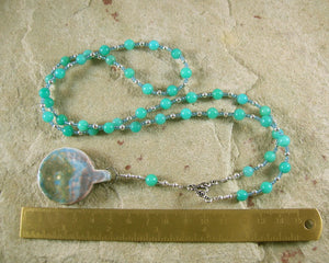 Anubis Prayer Bead Necklace in Amazonite: Egyptian God of the Underworld, Guardian of the Dead - Hearthfire Handworks 