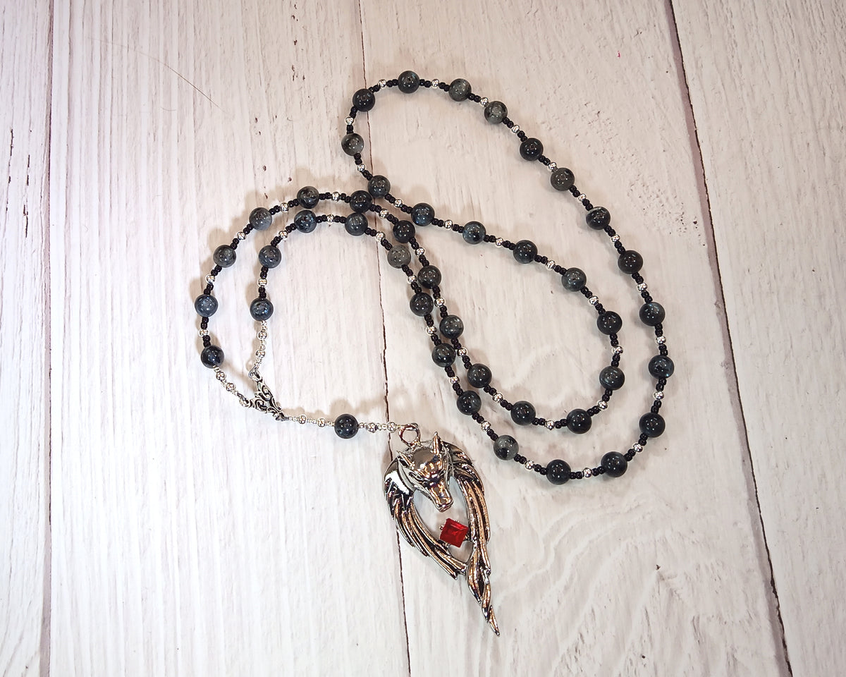 Anubis Prayer Bead Necklace in Labradorite: Egyptian God of the Underw ...