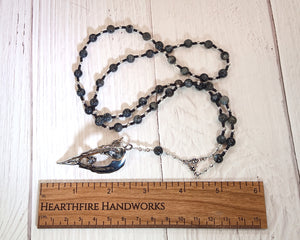 Anubis Prayer Bead Necklace in Labradorite: Egyptian God of the Underworld, Guardian of the Dead