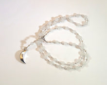 Khonsu Prayer Bead Necklace in Frosted Quartz: Egyptian God of the Moon