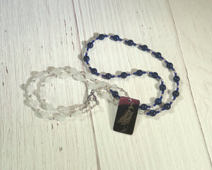 Ma'at Prayer Bead Necklace in Snow Quartz and Lapis: Egyptian God of Truth, Justice, Order