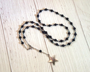 Nut (Nuit) Prayer Bead Necklace in Blue Goldstone: Egyptian Goddess of the Sky and Stars