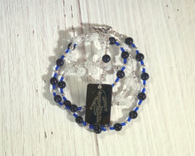 Nut (Nuit) Prayer Bead Necklace in Cracked Quartz and Blue Goldstone: Egyptian Goddess of the Sky and Stars