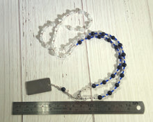 Nut (Nuit) Prayer Bead Necklace in Cracked Quartz and Blue Goldstone: Egyptian Goddess of the Sky and Stars