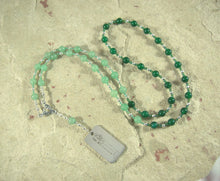 Ptah Prayer Bead Necklace in Aventurine and Green Agate: Egyptian Creator God, Patron of Artisans, Artists and Builders