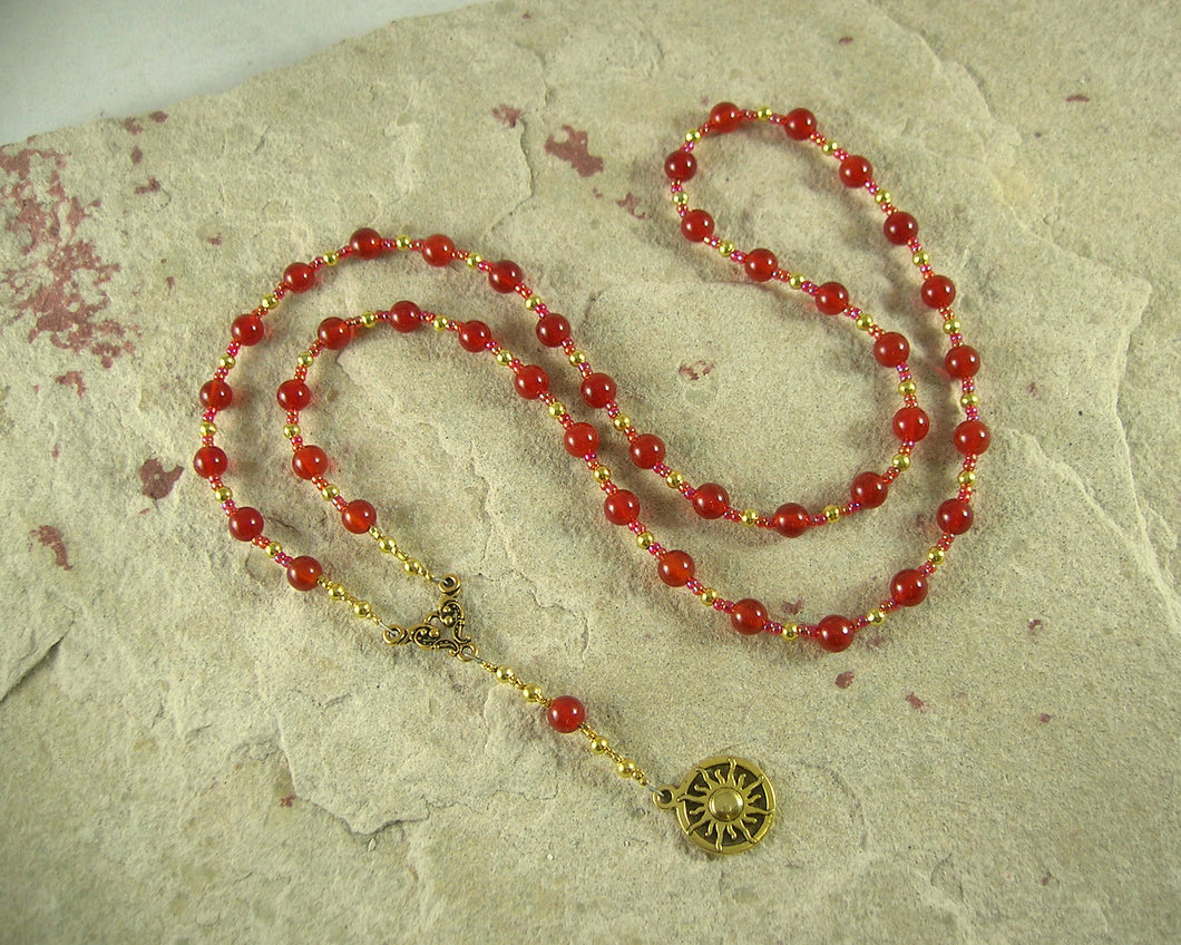 Ra (Re) Prayer Bead Necklace in Red Carnelian: Egyptian God of the Sun - Hearthfire Handworks 
