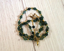 Sobek Prayer Bead Necklace in Moss Agate: Egyptian God of Fertility, Protection, Patron of Soldiers