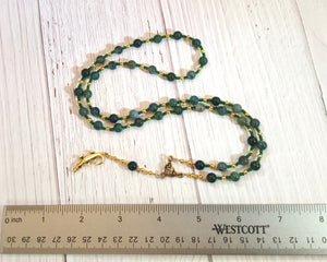 Sobek Prayer Bead Necklace in Moss Agate: Egyptian God of Fertility, Protection, Patron of Soldiers