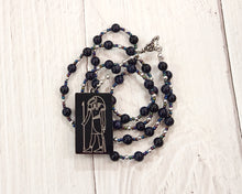 Thoth (Djehuty) Prayer Bead Necklace in Blue Goldstone: Egyptian God of Wisdom, Language, Writing