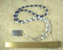 Thoth (Djehuty) Prayer Bead Necklace in Blue Lace Agate and Lapis Lazuli: Egyptian God of Wisdom, Language, Writing