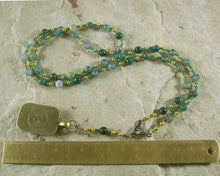 Sobek Prayer Bead Necklace in Moss Agate: Egyptian God of Fertility, Protection - Hearthfire Handworks 