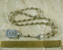 Bast Prayer Bead Necklace in Smoky Quartz: Egyptian Goddess of Joy, Love, Music - Hearthfire Handworks 