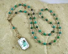 Nun (Nu) Prayer Bead Necklace in Chrysocolla: Egyptian God of the Primordial Abyss - Hearthfire Handworks 