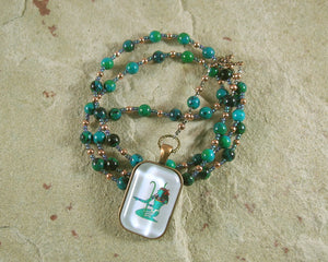 Nun (Nu) Prayer Bead Necklace in Chrysocolla: Egyptian God of the Primordial Abyss - Hearthfire Handworks 