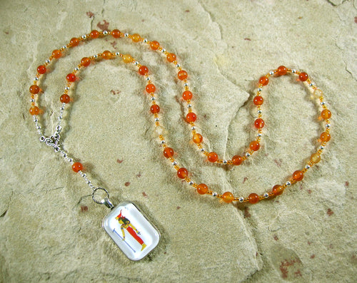 Serqet (Serket) Prayer Bead Necklace in Carnelian: Egyptian Goddess of Healing, Magic, Scorpions and Venomous Beasts - Hearthfire Handworks 