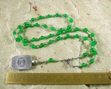 Seshet (Seshat) Prayer Bead Necklace in Green Agate: Egyptian Goddess of Writing, Wisdom and Knowledge - Hearthfire Handworks 