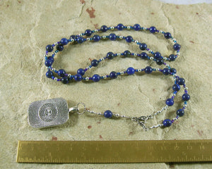 Tefnut Prayer Bead Necklace in Lapis Lazuli: Egyptian Goddess of the Waters and the Rains - Hearthfire Handworks 
