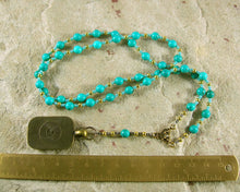 Wepwawet Prayer Bead Necklace in Stabilized Turquoise: Egyptian God of Possibilities, Opener of the Ways - Hearthfire Handworks 