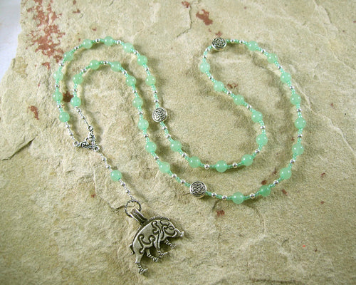 Frey Prayer Bead Necklace in Green Aventurine: Norse God of Fertility, Abundance, Prosperity - Hearthfire Handworks 