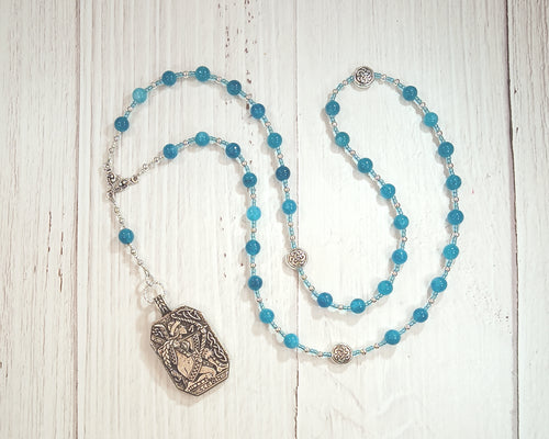 Skadhi Prayer Bead Necklace in Blue Jade: Norse Goddess of Winter and the Wilderness
