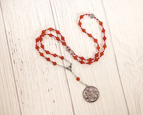 Freyja Prayer Bead Necklace in Carnelian: Norse Goddess of Love, War, Passion, Magic