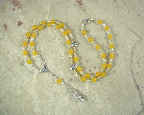 Freyja Prayer Bead Necklace in Yellow Jade: Norse Goddess of Love, War, Passion, Magic