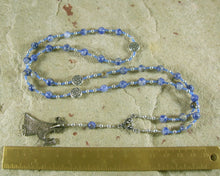 Frigga Prayer Bead Necklace in Blue Agate: Norse Goddess of Wisdom, Weaving, Good Management - Hearthfire Handworks 