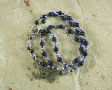 Frigga Prayer Bead Necklace in Blue Goldstone: Norse Goddess of Wisdom, Weaving, Good Management - Hearthfire Handworks 